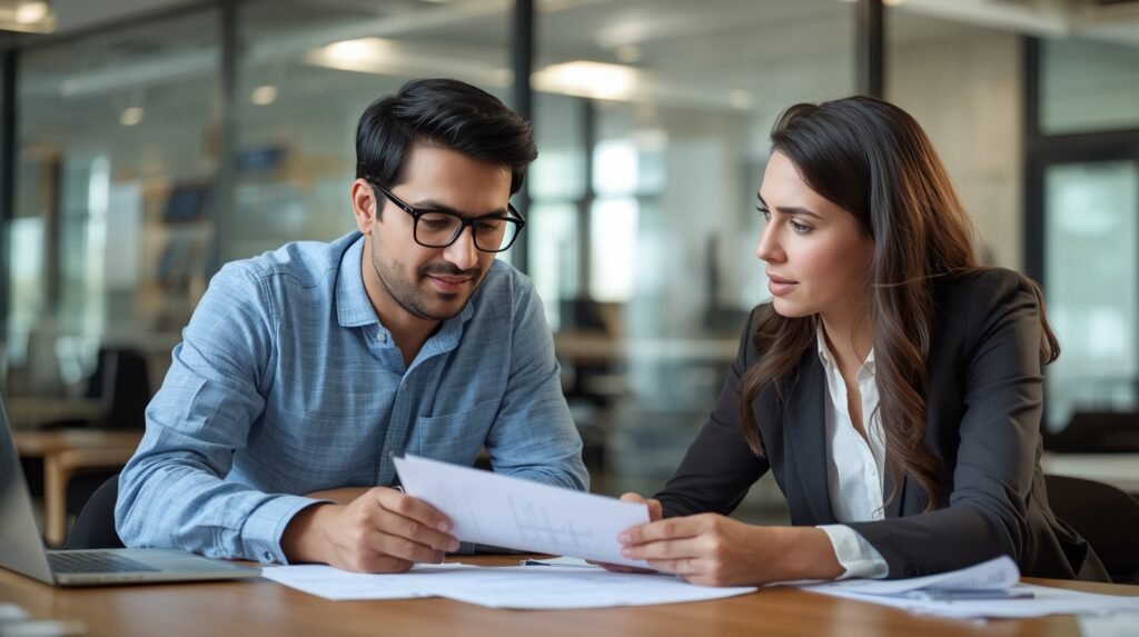 Small business owner exploring fast, flexible, and transparent benefits of TraceLoans.com business loans with a loan specialist